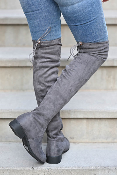 over the knee boots grey