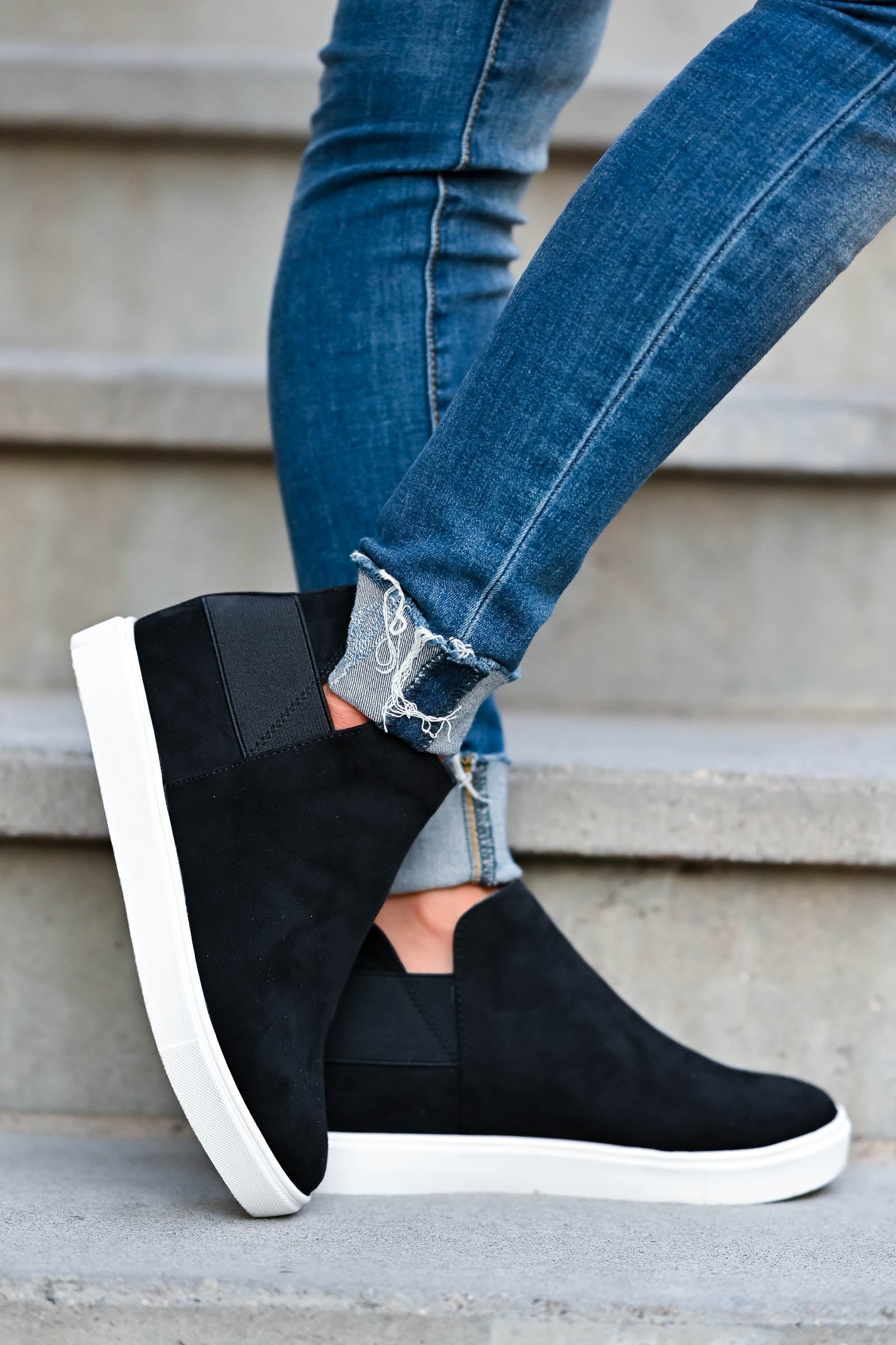 leather slip on wedge sneakers