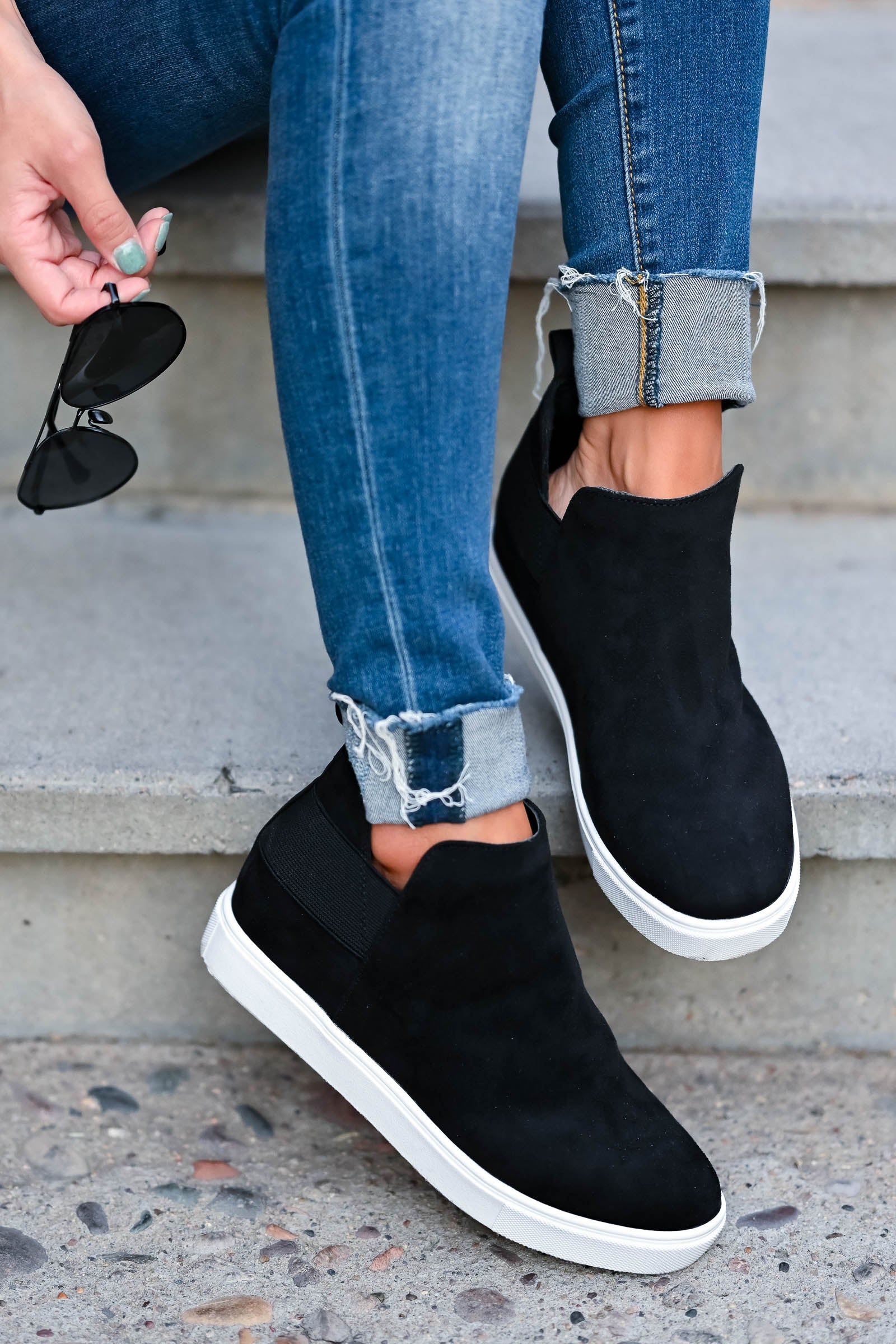 womens slip on wedge sneakers