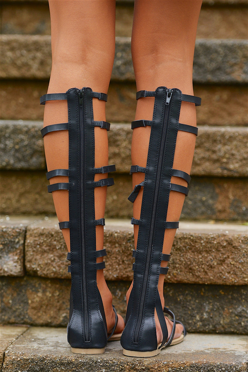 Stars Aligned Beaded Gladiator Sandals - Black - Closet Candy Boutique