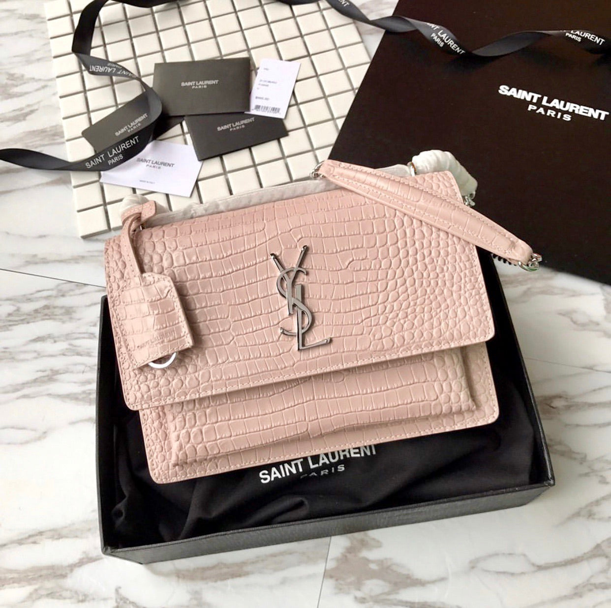 Ysl Sunset Pink Croc 2024 favors