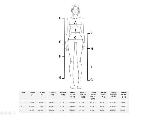 Las medidas pueden variar según el modelo de la prenda 