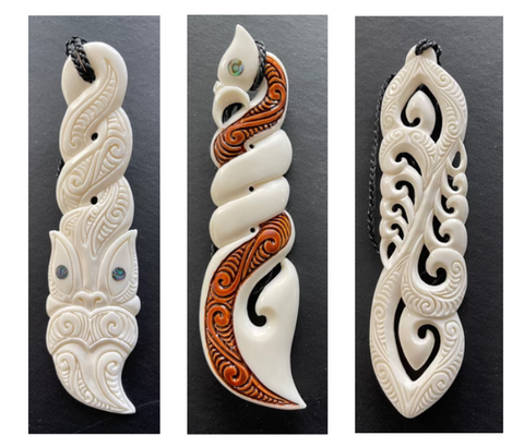 maori bone necklace, bone carved earrings, bone drop earrings, bone carved feather earrings, fish hook necklace bone