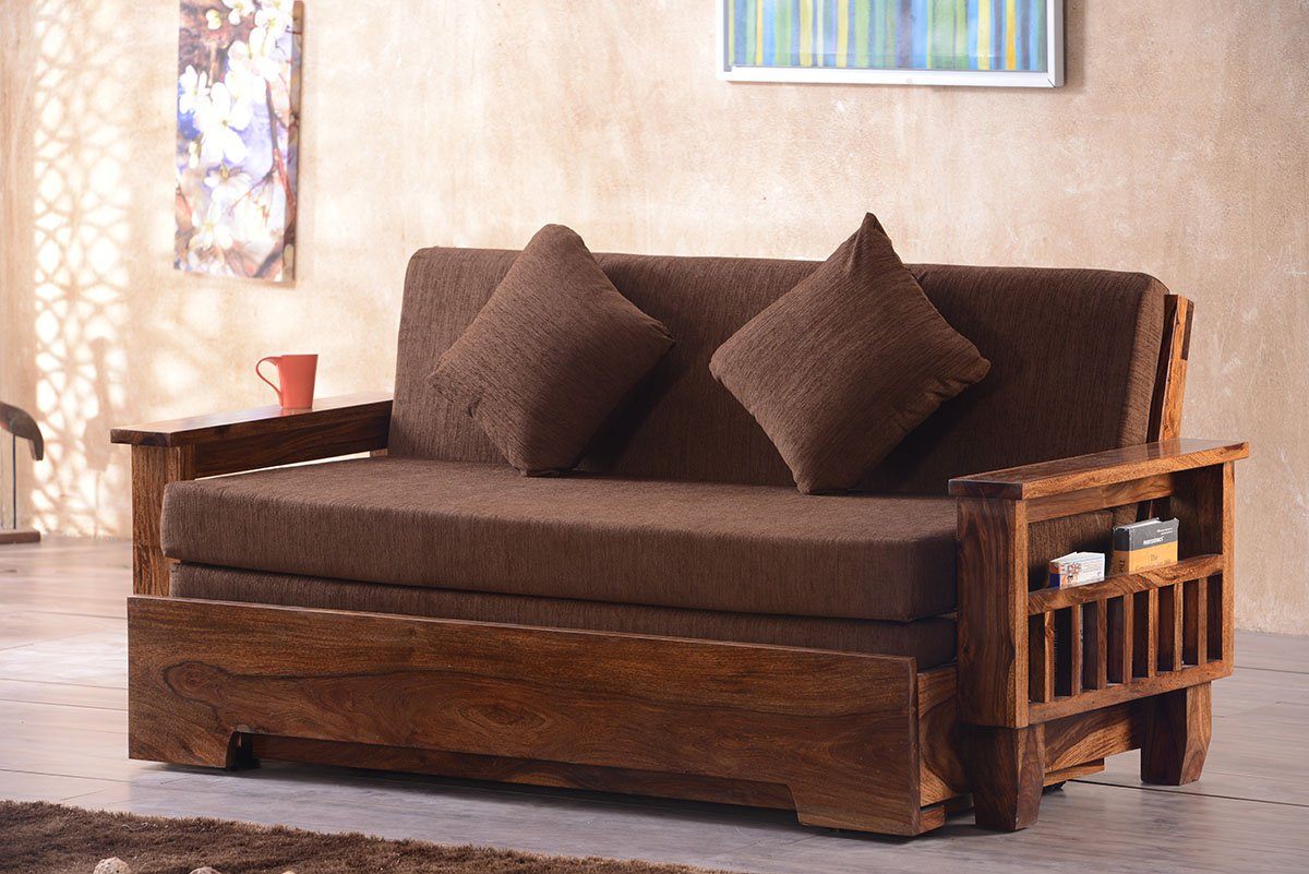 Buy Solid Wood Jodhpur Sofa cum Bed furniture made in solid wood