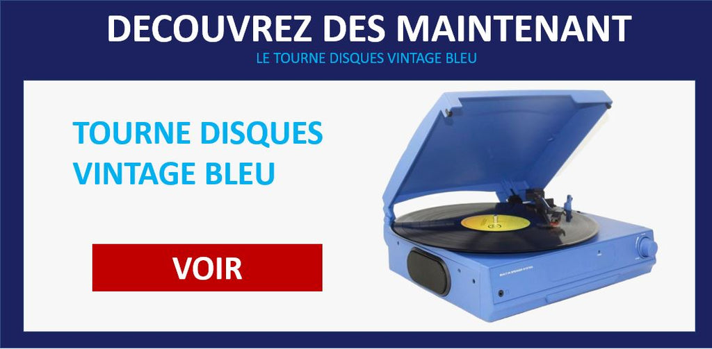 TOURNE DISQUES VINTAGE BLEU