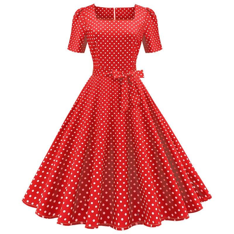 Robe rouge à pois vintage années 50