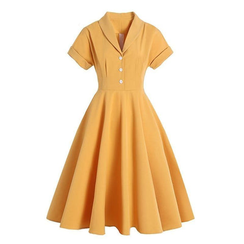 Robe jaune vintage années 50 pour la rentrée