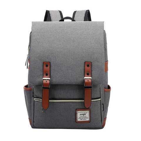 Sac à dos gris vintage pour la rentrée scolaire