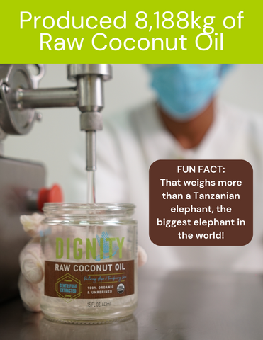 We produced 8,188 kg of raw coconut oil this year!