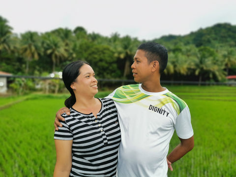 A Filipino couple looking at each other