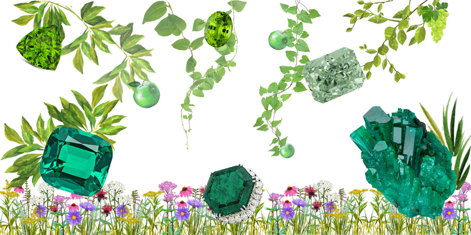 Meaning of the colour Green gemstones Emeralds Peridot Green Tourmaline Green Garnets gemstones