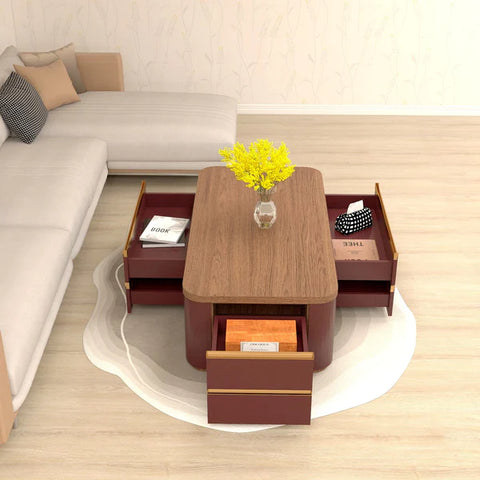 Coffee table with built-in storage compartments