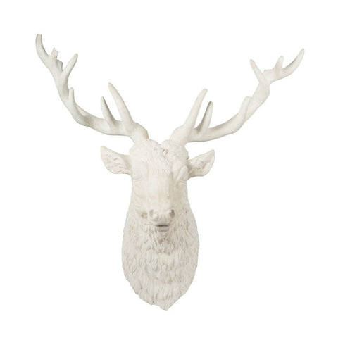 a white head deer wall art made of resin