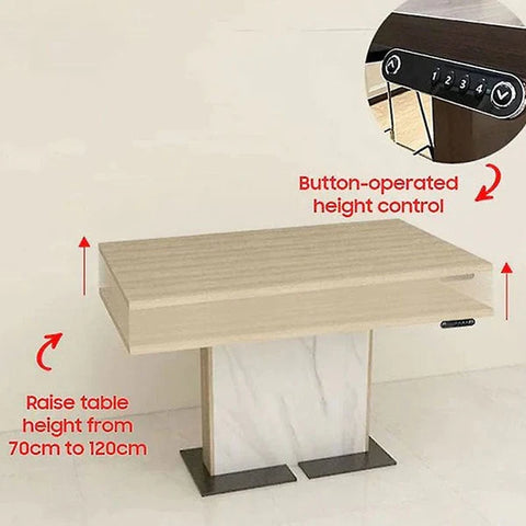 Adjustable-Height Custom Textured-Top Pedestal Dining Table