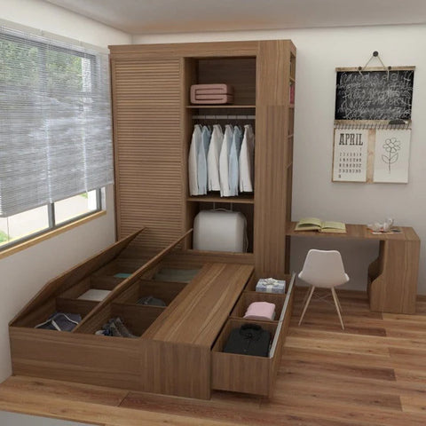 Customised Bed Room Tatami Storage Bed And Wardrobe Package Set 3