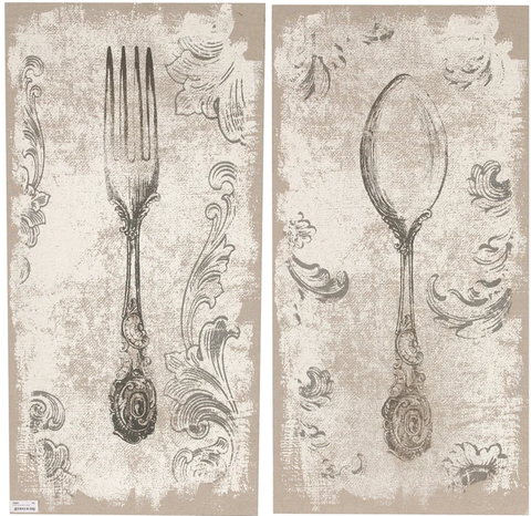 a set of vintage style fork and spoon licensed print