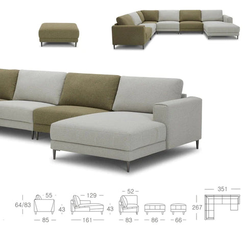 Popular Modular Sofa With Leather And Fabric Sections - Picket&Rail