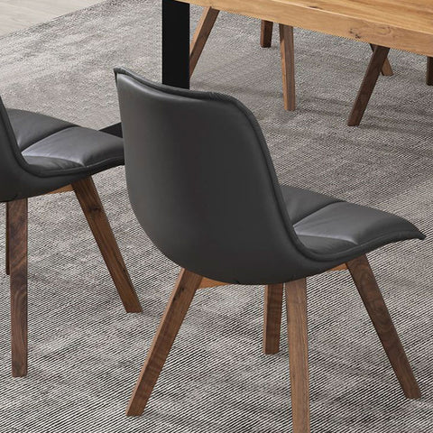 Norya Leather Upholstered Dining Chair in Solid American Walnut Legs (NZTD03A)