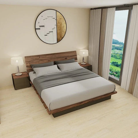 Norya Wooden Bed Series - Solid Wood American Walnut (NCZ18)