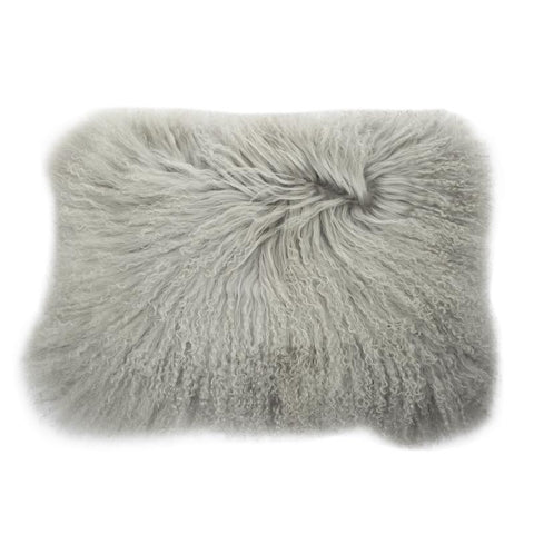 grey lamb fur pillow