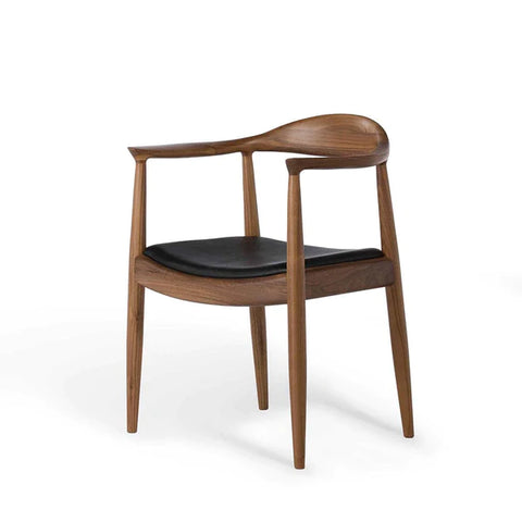 Roly Wooden Dining Armchair - Solid American Ash Vegan Leather Seat (CH7252B)