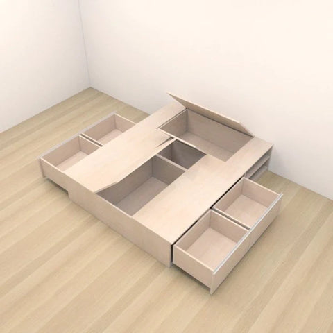 Tatami Queen Storage Bed 4-Drawer 4-Top Swing Door with Open Shelves - Assorted Colors (TQ3)