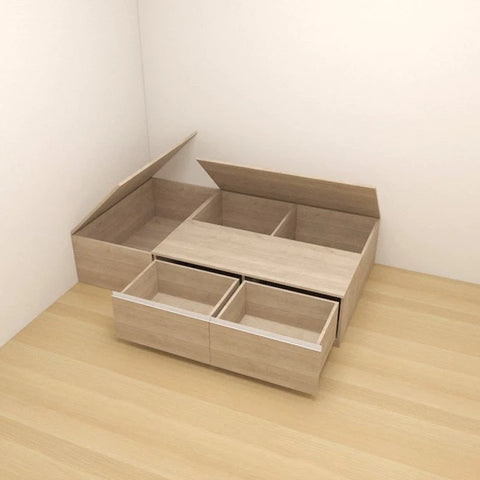Tatami Super Single Storage Bed 2-Drawer 3-Top Swing Door - Assorted Colors (TSS3)