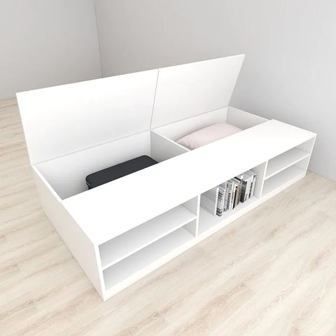 Tatami Super Single Storage Bed 2-Top Swing Door 6-Open Shelves - Assorted Colors (TSS7)