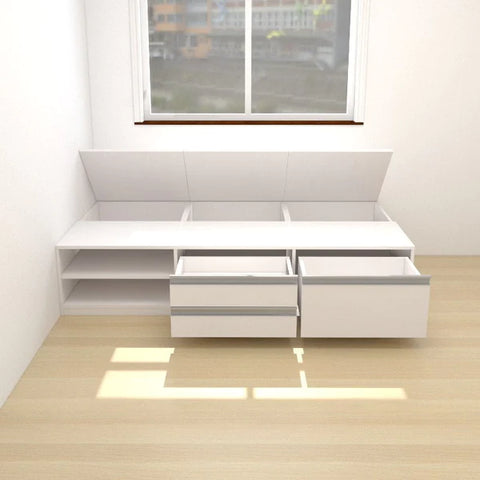 Tatami Super Single Storage Bed 3-Drawer 3-Top Swing Door 2-Open Shelves - Assorted Colors (TSS4)