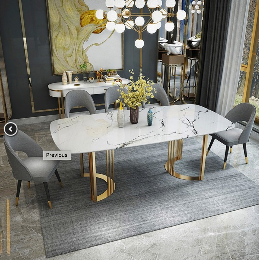 marble and gold dining set