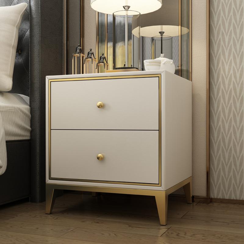 Modern Nightstand Side Table with 2 Drawers, White & Gold – Decobuys