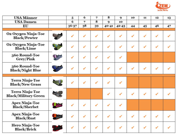 Sport Shoe Size Chart