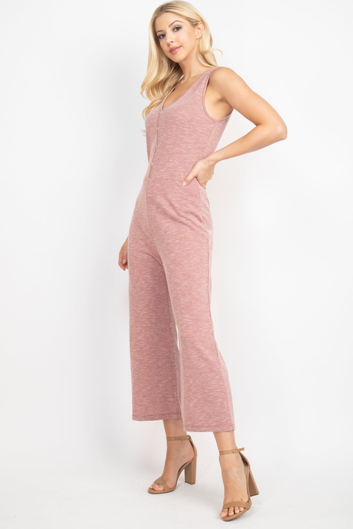 ribbed button jumpsuit