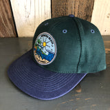 Hermosa Beach SHOREFRONT - 6 Panel Low Profile Baseball Cap with Adjustable Strap with Press Buckle - Dark Green/Navy