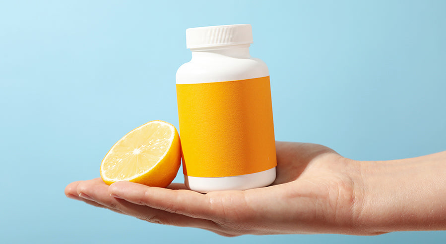A Bottle of Vitamin C Supplements