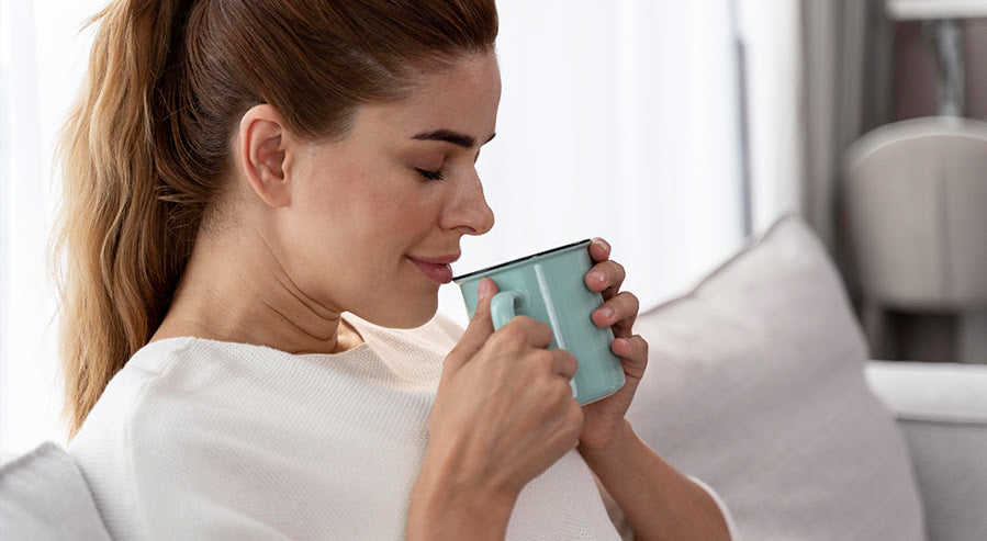 A Woman Drinking Chamomile Tea