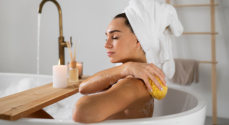 A Woman Taking a Dead Sea Salt Bath