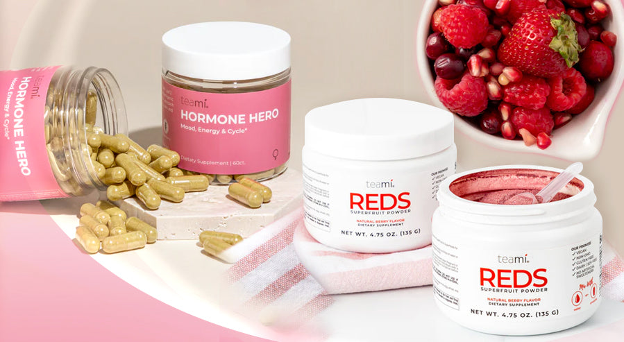 Teami Reds Superfruit Powder and Hormone Hero Vitamins