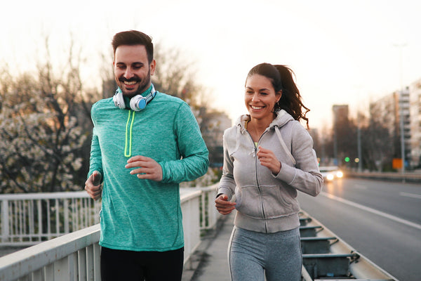 young couple going for a run