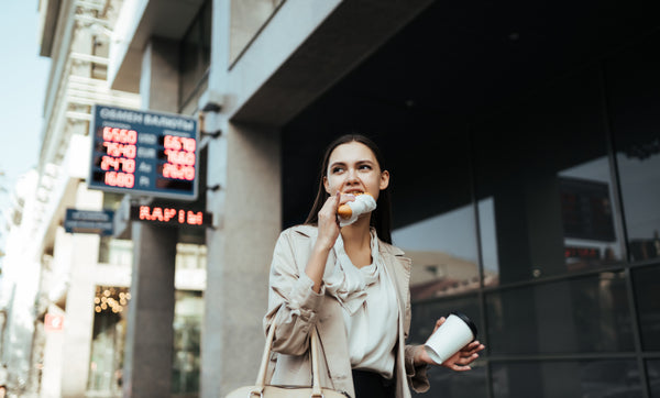 Woman snacking on the go