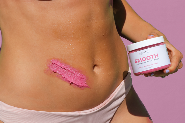 Adi with Teami Smooth Body Polish on her stomach