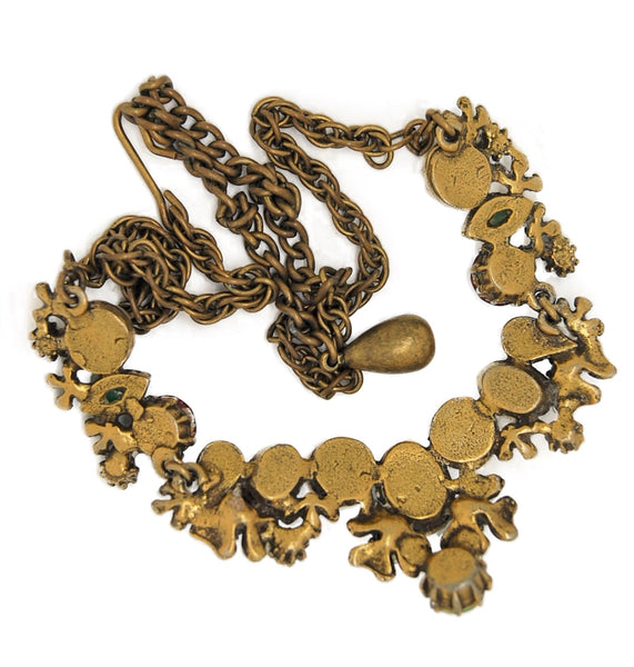 Art Deco Floral Multi Shapes Stones Pearls Vintage 1940s Necklace ...