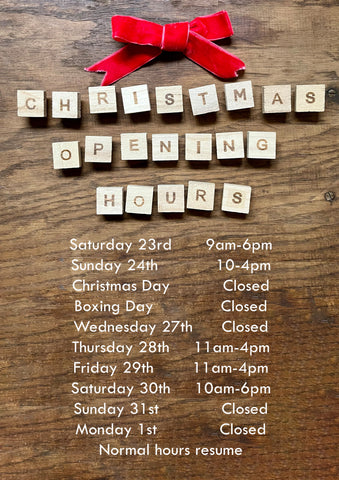 Christmas opening hours