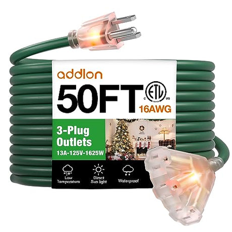 addlon 45FT Retractable Extension Cord Reel with 180° Detachable Swivel  Bracket, 14 AWG Lighted Triple Tap Heavy Duty Power Cord with 5FT Lead