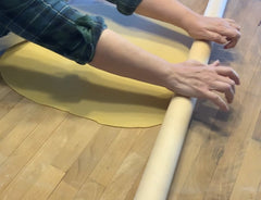 Rolling Fresh Pasta with a Long Rolling Pin or Mattarello