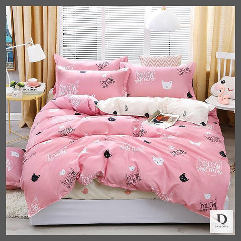 Blush Pink Bedding | Pink Duvet Cover for Cats Lover