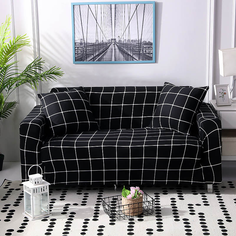 Black and White Plaid Stretch Sofa Covers | Couch Slipcover – Dablew11