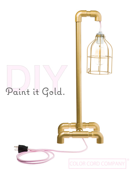 DIY Painted PVC Table Lamp with Blush Color Cord