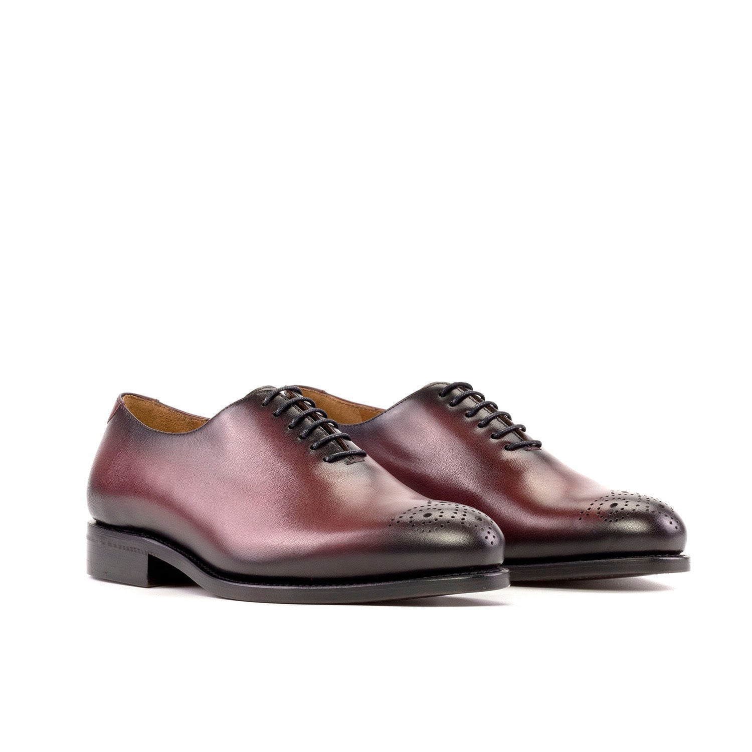 Ambrogio Bespoke Men's Shoes Burgundy Calf-SKin Leather Wholecut Oxfords (AMB2531)