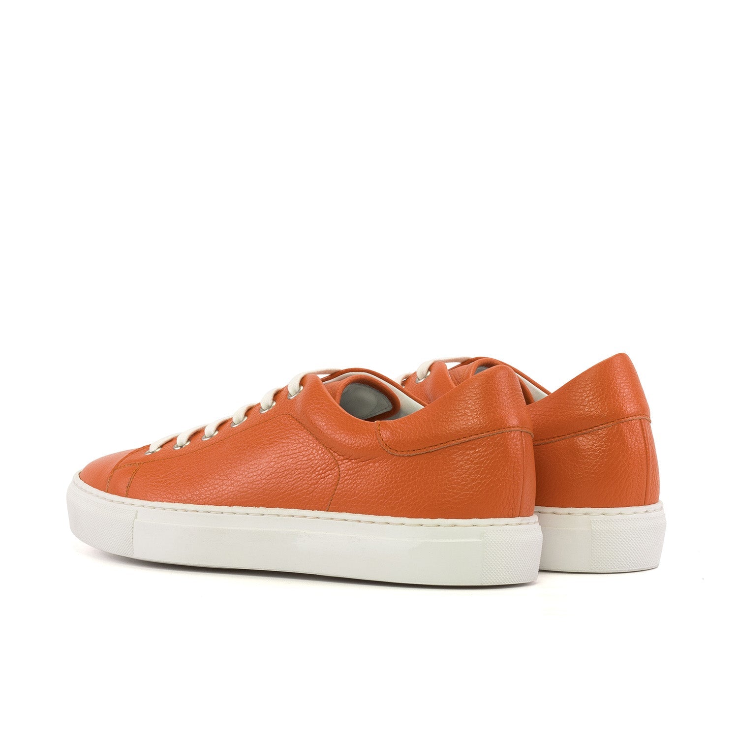 Ambrogio Bespoke Men's Shoes Orange Full Grain Leather Trainer Sneakers (AMB2530)